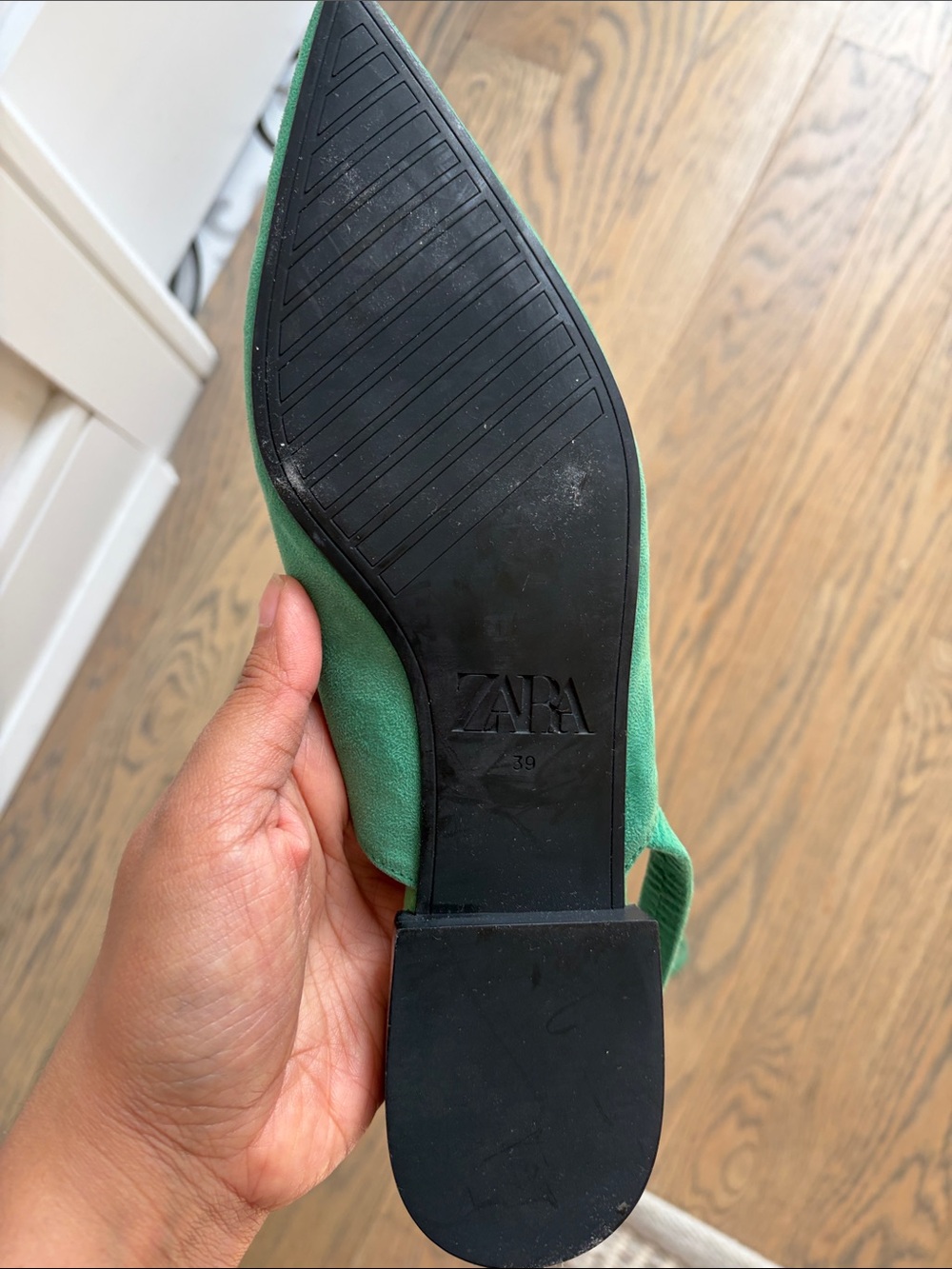 Zara Green Pointed Slingback Flats - Picture 4 of 5